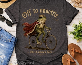 Off to Unsettle the Common Folk PNG Chaotic Frog Meme Vintage Unhinged Humor Funny Frog Design
