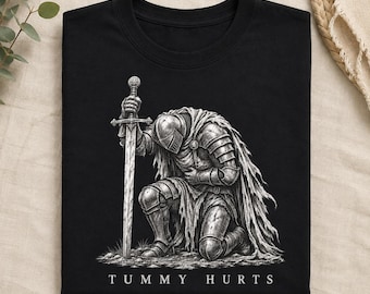Ritter mit Bauchschmerzen (PNG), lustige Dark-Fantasy-Grafik, ironisches Mittelalter-Ritter-Meme, Gamer-PNG, Retro-Fantasy-Krieger (digitaler Download)