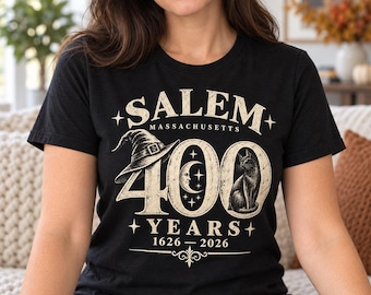 Salem 400 Jahre PNG, Vintage-Hexenkatzen-Sublimationsdesign, Massachusetts 1626–2026 – Digitaler Download