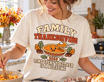 Pastel de calabaza PNG para Acción de Gracias 2026, diseño de camiseta para vacaciones familiares, el tiempo que pasamos juntos es una bendición, arte de sublimación de otoño