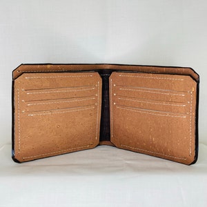 Cartera plegable para hombre, piel de corcho, protección RFID, lista para grabar, 12 ranuras para tarjetas de crédito empotradas, 2 grandes compartimentos para billetes