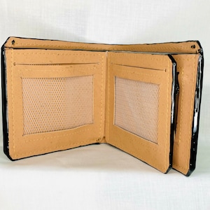 Cartera plegable de cuero de corcho con monedero con cremallera y dos ranuras para identificación, RFID, pintura de borde, perfecta para grabado personalizado