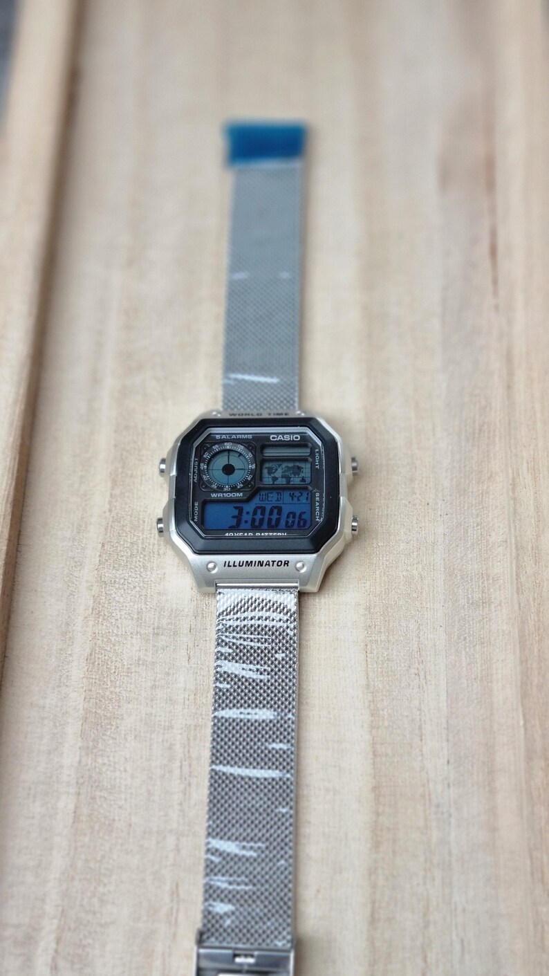 Casio AE-1200 Aqua Mod / Blue colored display image 2