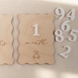 Baby Monthly Milestone Cards: Scalloped Teddy Bear Sign for Photo Prop ...