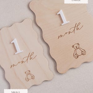 Baby Monthly Milestone Cards: Scalloped Teddy Bear Sign for Photo Prop ...
