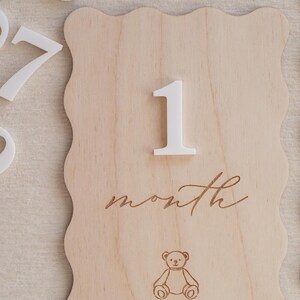 Baby Monthly Milestone Cards: Scalloped Teddy Bear Sign for Photo Prop ...