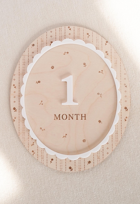 Baby Girl Monthly Milestones Sign: Interchangeable Pointelle Photo Prop for First Year