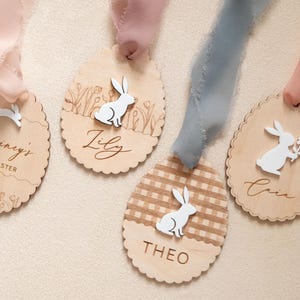 Personalisierter Osterkorb Anhänger | Hase Geschenkanhänger | Kinder Osterkörbchen | Benutzerdefinierte Ostern Namensschilder | Ausgeboges Oster Namensschild | Osterei