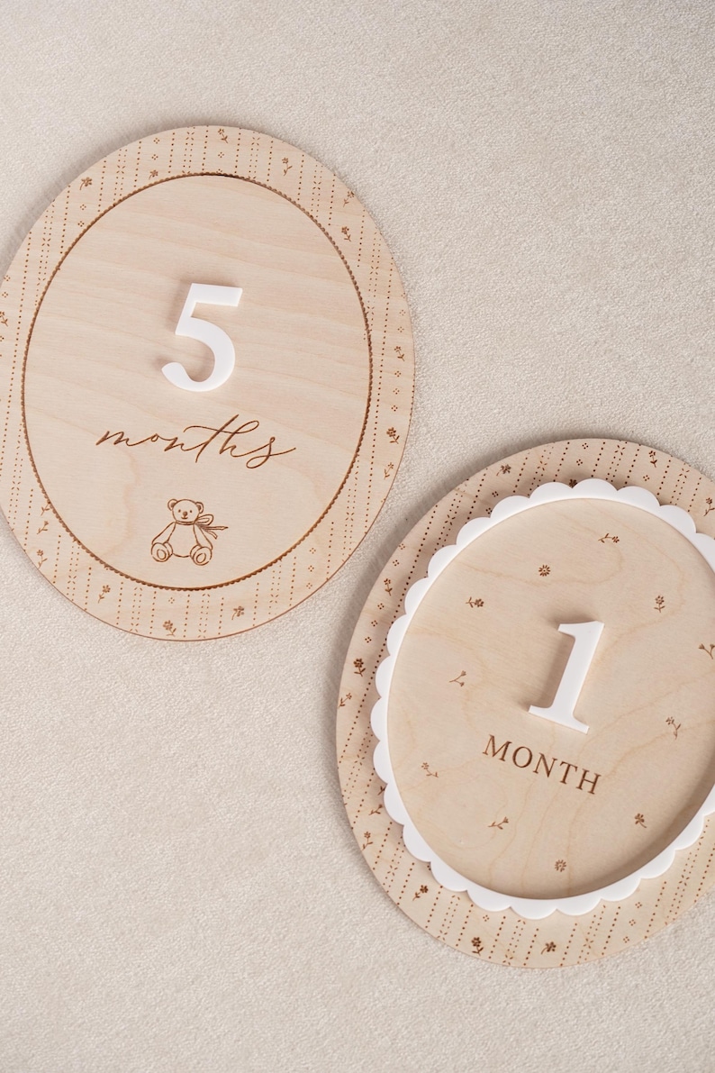 Baby Girl Monthly Milestones Sign: Interchangeable Pointelle Photo Prop for First Year zdjęcie 5