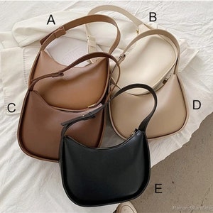 Crescent Moon Bag, Leather Shoulder Bag, Minimalist Bag, Underarm Bag, Top Handle Bag, Daily Bag,Gift for Her zdjęcie 8