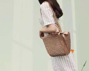 summer woman one shoulder woven bag, cute present accessories for woman,Handmade straw handbag,  Straw Purse, Small Tote Bag, gift for her