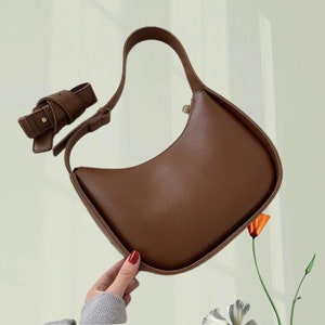 Crescent Moon Bag, Leather Shoulder Bag, Minimalist Bag, Underarm Bag, Top Handle Bag, Daily Bag,Gift for Her zdjęcie 7