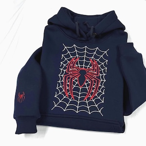 Embroidered Hoodie Spider Hero, Streetwear Hoodie Spider, Unisex Superhero Hoodie, Spider Web Hoodie Embroidered, Gift  Comic Book Lovers.