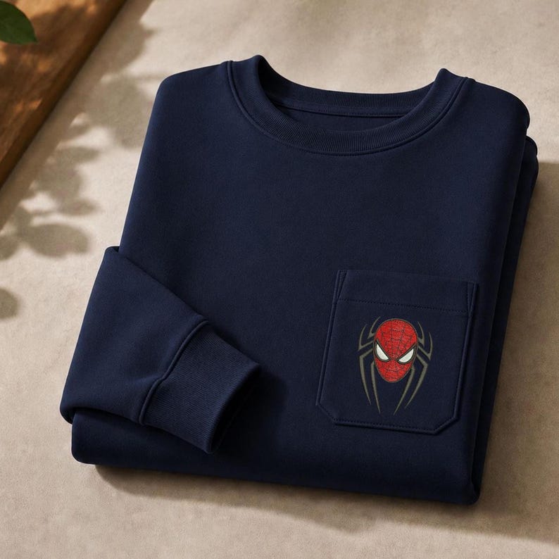 Spiderman Sweatshirt Embroidered, Spider Sweatshirt, Character Sweatshirt Comic, Crewneck for men, Gift Lovers Superhero image 1