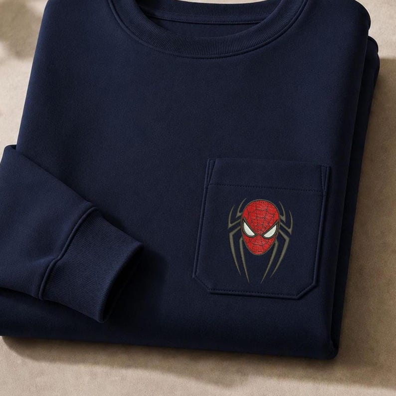 Spiderman Sweatshirt Embroidered, Spider Sweatshirt, Character Sweatshirt Comic, Crewneck for men, Gift Lovers Superhero image 4