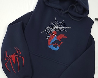 Sudadera con capucha bordada de Spiderman, Sudadera unisex, Sudadera con capucha bordada de superhéroe Spider, Sudadera con capucha de Spider