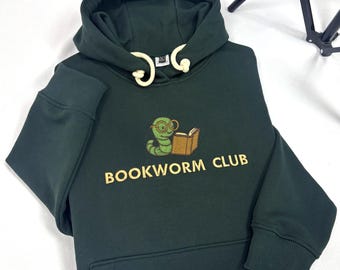 Sweat à capuche brodé rat de bibliothèque, sweat à capuche livresque, cadeau lecteur confortable, sweat à capuche brodé amateur de livres, sweat à capuche littéraire, livre pull, livre de vêtements