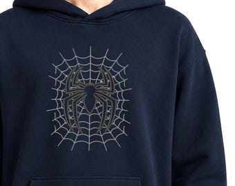 Spider Web Embroidered Hoodie, Street Wear Hoodie Men, Spider Hoodie Embroidered, Spider Hero Fans Hoodie