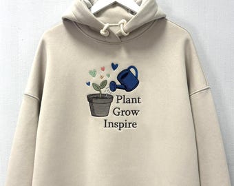 Sweat à capuche brodé de culture de plantes, sweatshirt pour amoureux de la nature botanique