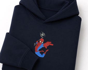 Sweat à capuche brodé Spiderman, dessin animé brodé, sweat à capuche tendance, sweat à capuche araignée, sweat à capuche pour fans de super-héros