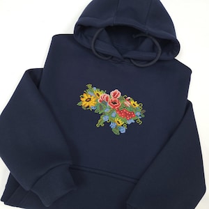 Hoodie Embroidered Flowers Ukraine, Pattern hoodie embroidery, Unisex hoodies, Gift Hoodies Flower Embroidery, Embroidered hoodie