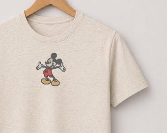 Chemise brodée Mickey Mouse, T-shirt souris dessin animé, T-shirt rétro Miskey brodé, chemise voyage en famille, cadeau Mickey pour les amoureux