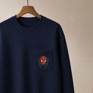 Spiderman Sweatshirt Embroidered, Spider Sweatshirt, Character Sweatshirt Comic, Crewneck for men, Gift Lovers Superhero image 2