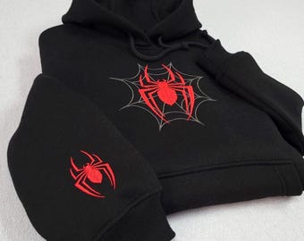 Embroidered Spider Hoodie | Spiderman Hoodie | Unisex Hoodie Superhero | Comic-Inspired Lover | Gift for Him Her