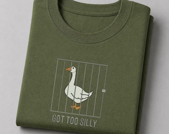 T-shirt brodé d'oie stupide, chemise d'oie drôle, t-shirt devenu trop stupide brodé, animal amoureux de la chemise, chemise cadeau mignonne
