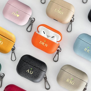 Gratis verzending gepersonaliseerde AirPods 1,2,3,4 en Pro 1, 2-hoes, monogram premium lederen hoes, op maat gegraveerde AirPods-hoes