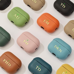 Gepersonaliseerde echte AirPods 1,2,3,4 en Pro 1, 2 leren hoes, monogram premium leren hoes, op maat gegraveerde AirPods-hoes, gratis verzending