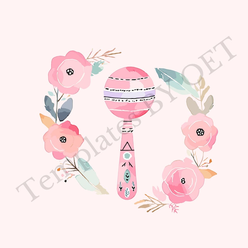 Baby Rattle PNG Clipart Baby Rattle Pink Boho Clipart Nursery Clipart ...