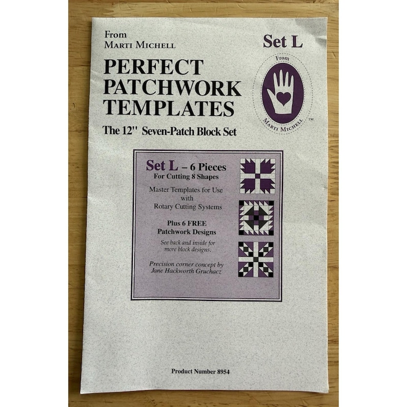 Marti Michell Perfect Patchwork Templates Set L ~ 12" Seven Patch Block Set image 3