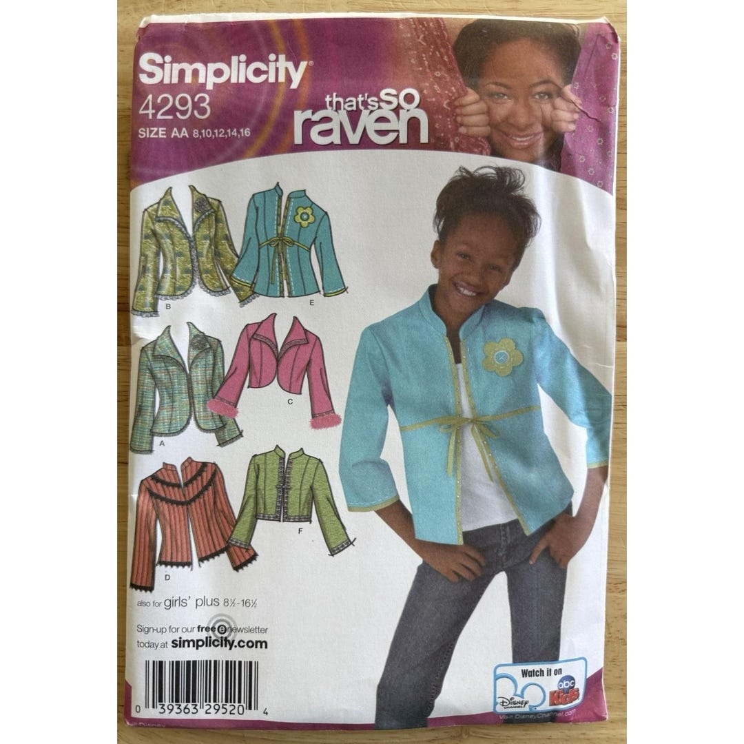 Simplicity Pattern 4293 That's so Raven Jacket Girls Plus Sz AA 8-16 ...