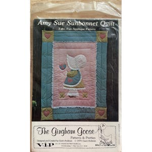 The Gingham Goose Amy Sue Sunbonnet Appliqué Baby Quilt Pattern VTG 1979 NIP