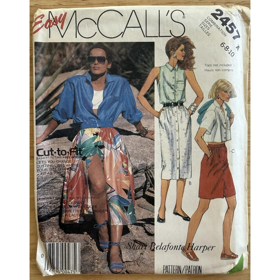 Mccall's Shari Belafonte Harper Pattern 2457 Misses' Skirts Size 6-10 ...