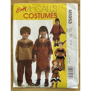 McCall's-patroon M5953 Cowboy en Indiaans kinderkostuum maat 6-8 CUT voltooid