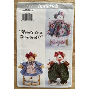 Butterick 3718 - Uroczy wzór na pluszowego misia Pammy „Igła w stogu siana” uc ff