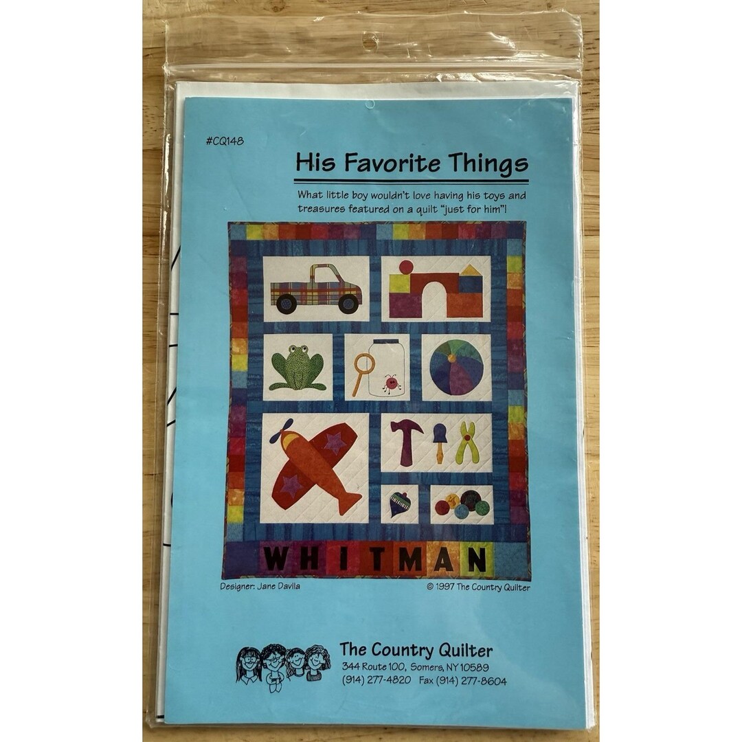 His Pattern His Favorite Things Quilt Pattern by the Country Quilter ~ Quilt for ...