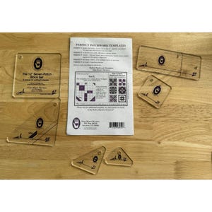 Marti Michell Perfect Patchwork Templates Set L ~ 12" Seven Patch Block Set image 2