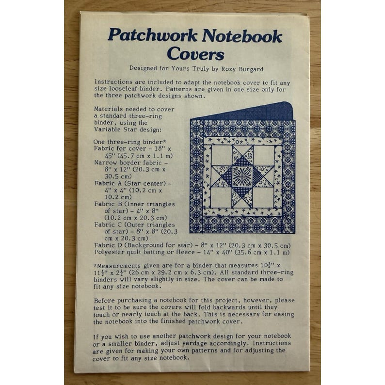 Pattern: Patchwork NOTEBOOK COVERS # 3725 Yours Truly 3 Designs 1979 VTG Uncut image 2