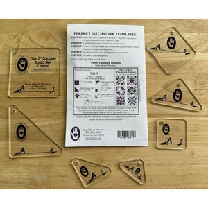 Marti Michell Perfect Patchwork Templates Set A ~ The 3-Inch Square Basic Set image 2