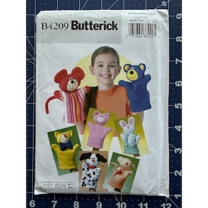 Butterick Pattern B4209 HAND PUPPETS mouse bear pig bunny cat dog monkey