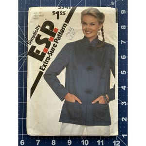 Simplicity Pattern 5341 Misses' Unlined Boxy Jacket w Mandarin Collar Size 12-16