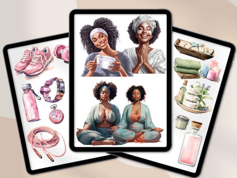 Self Care Day Digital Planner Stickers, Black Girl Self Care Digital ...