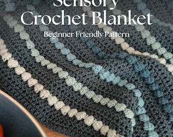 Crochet Blanket Pattern – Blue Bobble Design | Easy PDF Pattern for Beginners, Cozy DIY Throw