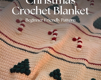 Crochet Blanket Pattern | Candy Cane Tree Bobble Stitch Throw (PDF Download)