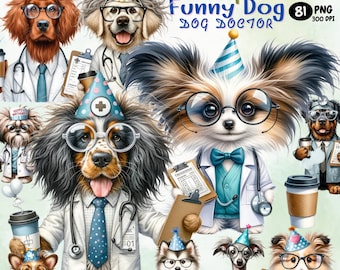 Dog Doctor Clipart, Veterinary Clipart, Dog Clipart, Dog PNG, Watercolor Dog, Dog Art, Cute Dog, Sublimation PNG,Digital Download,dog coffee