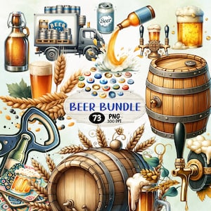 Beer Clipart Bundle Set, Beer Clip art PNG, Watercolour, Label Making, Beer Mugs Clipart, Beer Glass,beer,beer bundle,Digital download