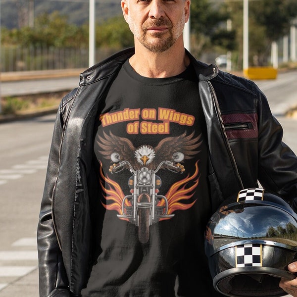 Torden op Vinger van Stal | Biker T-shirt met Ørn en MC